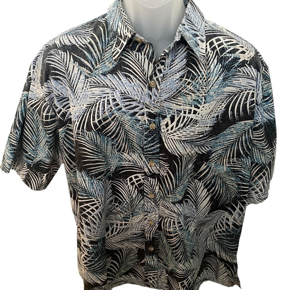 COOKE STREET Aloha Hawaiian Tropical Leaves Collared Shirt Men XL